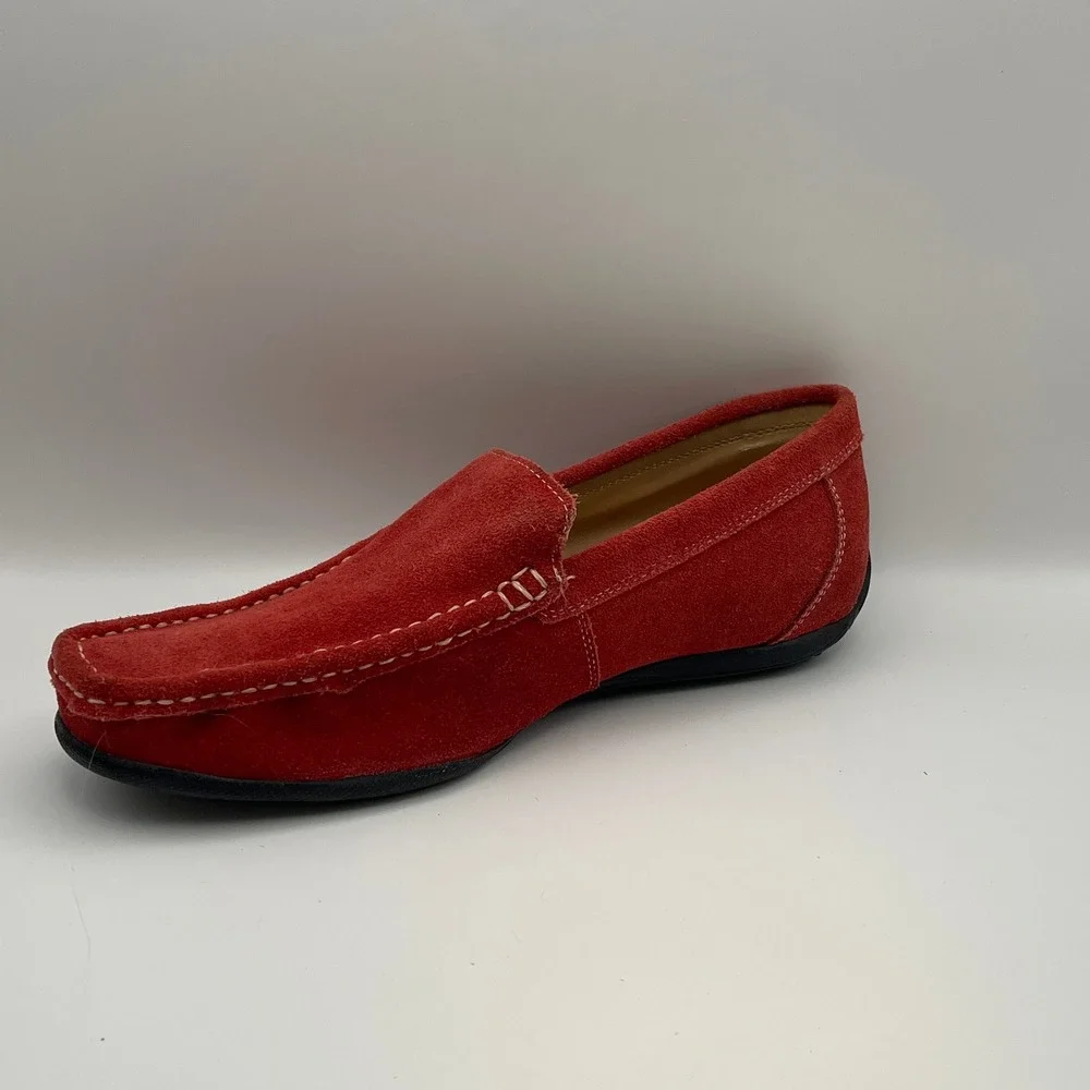 Scandia Woods Red Suede‎ Loafer Driving Moccasin Shoes Men Size 7 Wide EUC